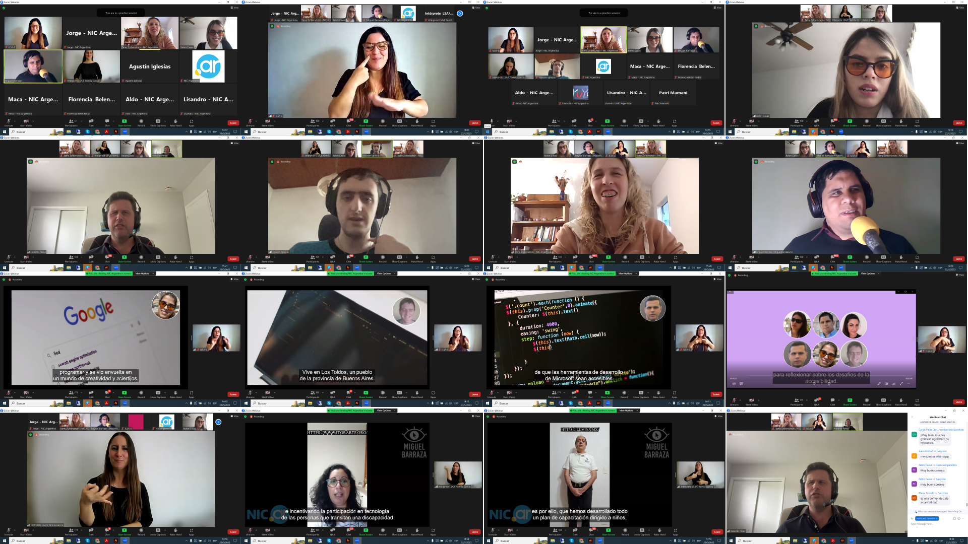 Collage hecho con capturas de pantalla de las personas que participaron en el encuentro por zoom.