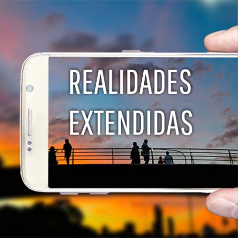  Celular con inscripción Realidades Extendidas